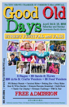 Good Old Days Comes to Pacific Grove, April 14 & 15, 2018